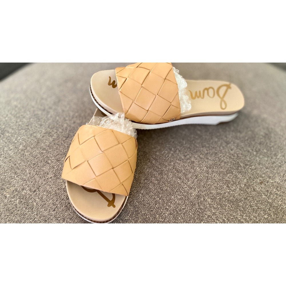 Sam Edelman Adaley Woven Leather Slide Sandals Tan Natural Women's 9M